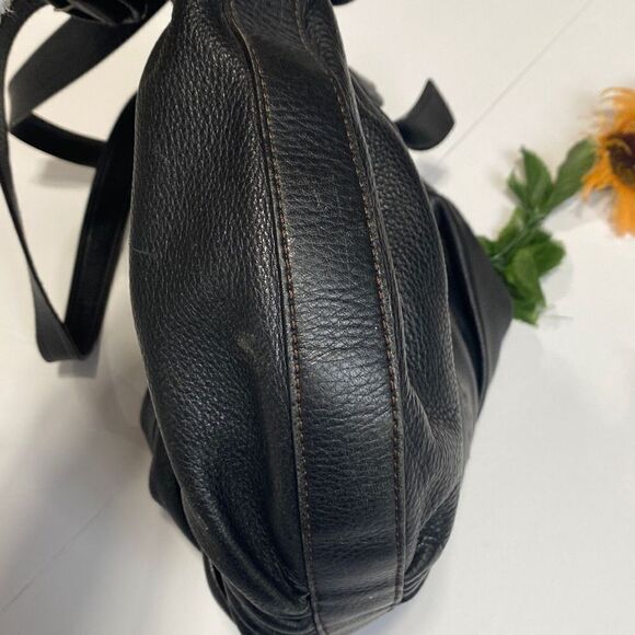 Cole Haan Soft Leather Hobo Purse Shoulder Bag Black Two Handle Pockets Dust Bag - Picture 11 of 13